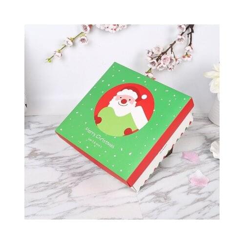 Green Square Christmas Gift Box with rope handle, Apple candy biscuit cake Box, Boxesfor Cookie Package Gifts 50pcs/lot