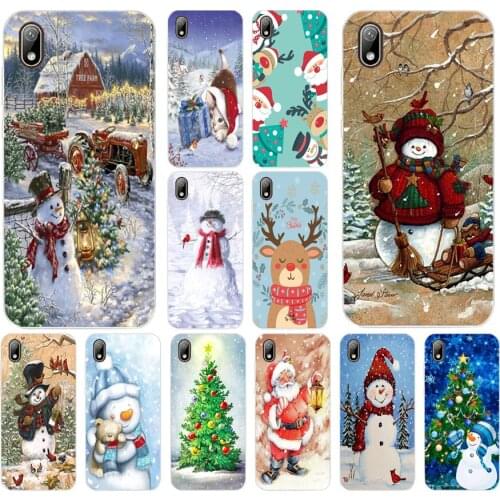 112AA Christmas Snowman Silicone TPU Protective Cover Phone Case On Case For Huawei Y5 Y6 Y7 Prime 2019 Case Soft