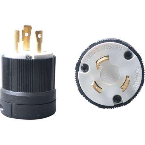 2Pcs UL Twist Lock Electrical Plug Adapter Socket NEMA Generator Plug Converter L5-30 125V 30A 3 Wire Electrical Charger Plug