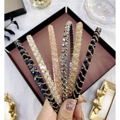 2021 New Fashion Rhinestone Headband Women Fresh Party Travel Hair Accessories Top Quality Handmade Turban 1pc