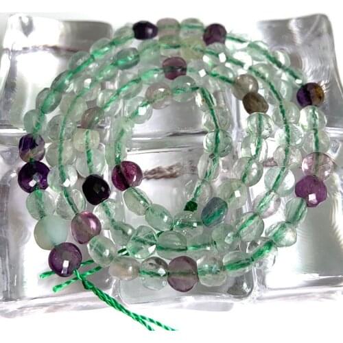 4mm Natural Green Fluorite Stone Beads 15'' Faceted Coin Button DIY Loose Beads For Jewelry Making Beads Women Accessories Gift