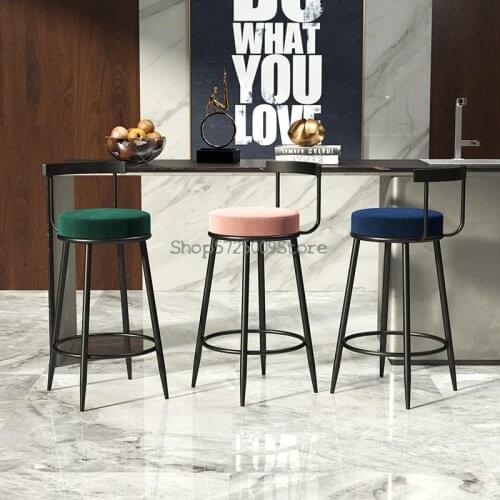 Bar Chair Modern Simple Home Back High Chair Nordic Bar Stool Front Desk Chair Creative Iron Bar Chair