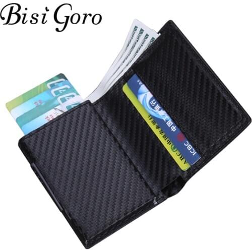 BISI GORO Fashion Unisex Metal Credit Card Holder With RFID Anti-theft Wallet Money Purse Smart Wallet 7 Colors For Business