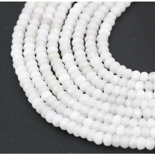 Natural Stone Loose Beads for Jewelry Making 2x4mm White Jades DIY Necklace Bracelet Accessories Rondelle Finding 14inch A07