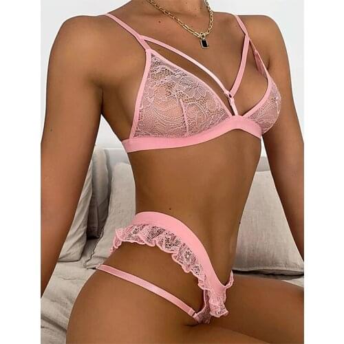 Bras Lingerie Set Women Nightwear Sexy France Romantic Lace Push Up Bra Hollow Out Underwear Temptation Sleepwear Brief Sets