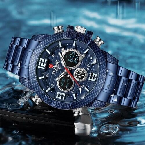 2021 New FOXBOX Mens Watches Top Brand Luxury Stainless Steel Sport Wrist Watch For Men Waterproof Date Alarm Clock reloj hombre