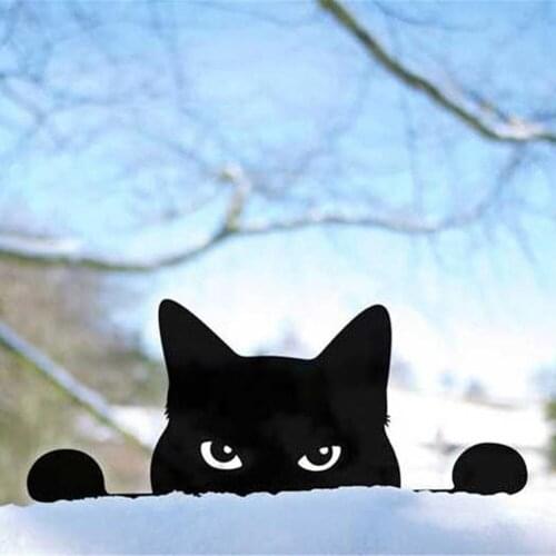 Sign Black Peeping Cat Balcony Yard Decorative Acrylic Garden Art Protector Hanging Ornaments Cartoon Outdoor Statues