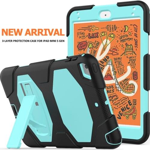 For ipad mini 4th 5th Generation 7.9 inch Case Shockproof Soft Silicone Cover Heavy Duty Armor Built-in Kickstand Case Capa