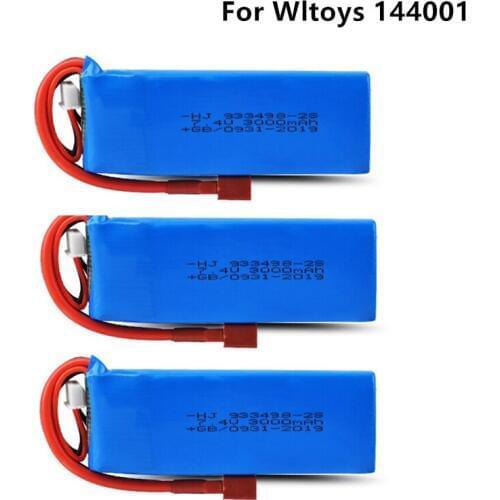 For Wltoys 144001 7.4V 3000mAh 2S Upgraded Lipo Battery T Plug Wltoys 1/14 144001 RC Car Boat Lipo Battery rc Parts 144001