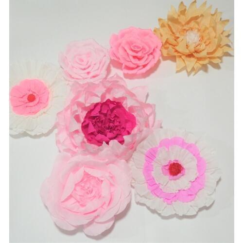 2018 Giant Crepe Paper Flowers 7PCS For Wedding & Event Backdrop Decor Baby Nursery Fashion Show Photography Baby Shower