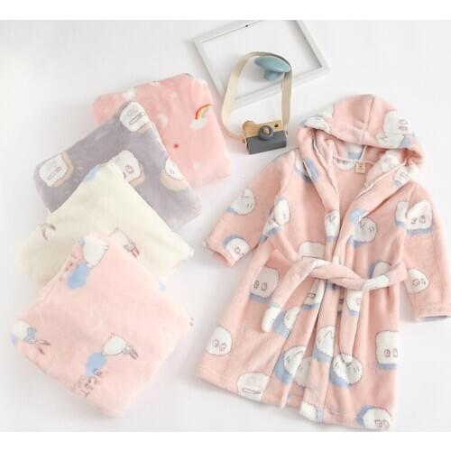 Robe Cartoon Hoodies Girl Boys Sleepwear Good Quality Bath Towels Kids Soft Bathrobe Pajamas Childrens Clothing pajamas kimono