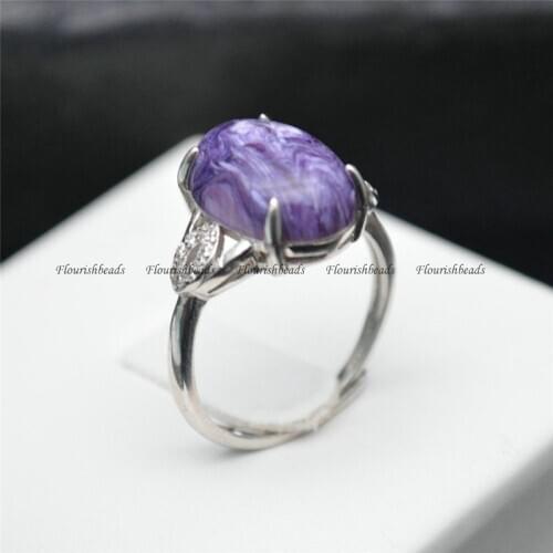 High Quality Natural Purple Charoite Oval Shape Nugget Gemstone Rings Fashion Man Woman Party Fine Jewelry Size Adjustable Gift