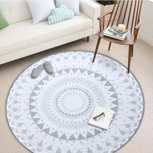 Nordic Simple Style Round Carpets Living Room Computer Chair Area Rugs Gray Geometric Children Play Tent Soft Non-Slip Floor Mat