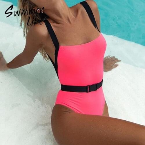 High cut swimwear women Backless bikinis 2020 Mujer Buckle belt bodysuits one-piece swimsuit female Sexy biquini Summer monokini