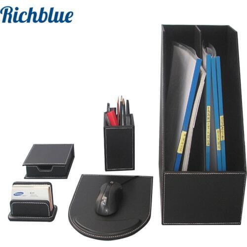 Hot Sales 5 Pcs /Set File Stationery Storage Boxes Desk Organizer Sets Pen Holder Box Note Case Card Stand Mouse Mat Pad T93