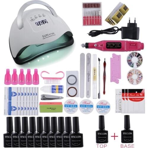 Manicure Set with 54W Led Nail Lamp Nail Drilll Machine 12/22 Kinds Gel Nail Polish Kit Nails Art Tool Home and DIY Learner Use