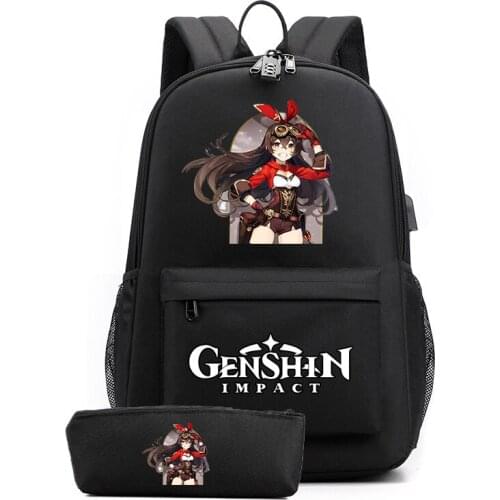 Game Genshin Impact cosplay Fashion Backpack Shoulder Bags Keqing Klee Fischl 3D Print School Bag Mochilas Student Backpack gift
