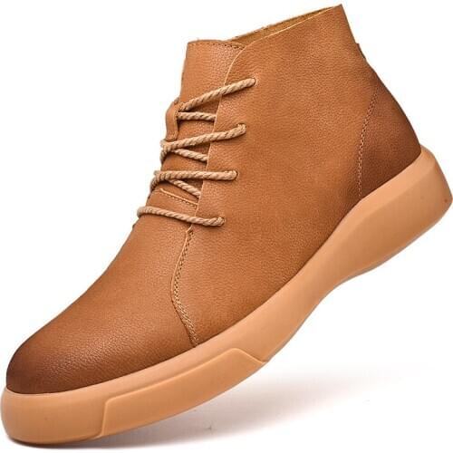 Men Boots Cow Leather Ankle Boots Solid Color Fashion High Quality PU Desert Boot Spring Summer Mans Soft Comfortable Shoes