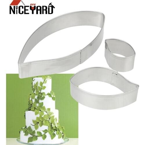 Stainless Steel Leaf Shape Cookie Mold Biscuit Cookie Cutter Cake Decorating Tool Fondant Cake Baking Mold Pastry Tools 3pcs/set