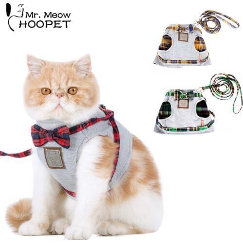 Hoopet Cat Collar Harness Leash Adjustable Nylon Soft Breathable Air Nylon Mesh Puppy Dog Pet Cat Harness and Leash Set