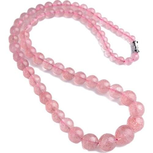 Red Strawberry Natural Crystal Necklace Round Beads Tower Chain Necklace Lucky for Women Girl Gift Fashion Jewelry JoursNeige