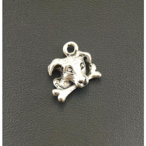 30 pcs Silver Color Alloy Dog With Bone Charms Diy Necklace Jewelry Making A1249/A1250