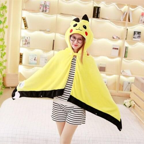 Pokémon Anime Pikachu Cloak Kawaii Yellow Cloak Plush Toy Shawl Gift That Kids And Girls Like