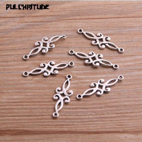 30pcs 9*29mm New Flower Connectors Charms Pendants For DIY Jewelry Handmade Making Accessorie