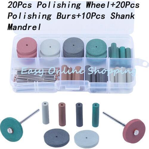 High Quality New 1 Set Dental Silicone Rubber Polishing Grinding Wheels Burs Coarse Fine Ultra Fine 5 Shank Mandrel 2.35mm