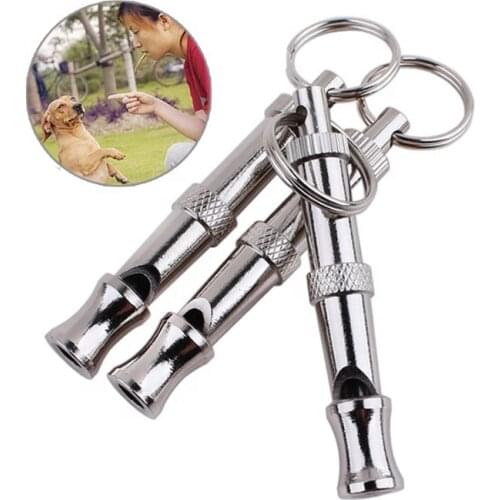 Portable Mini Adjustable UltraSonic Pet Puppy Training Whistle Flute Stainless Steel Clickety Dog Inubue Keychain