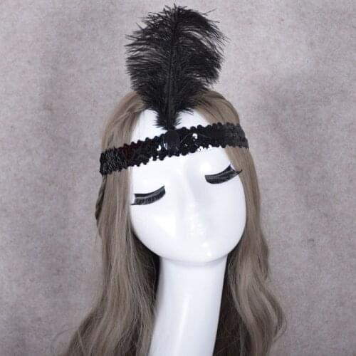 Ostrich Feather Headband Headdress For Festival Party Flapper Feather Headband Flapper Sequin Charleston Costume Headband 50 p