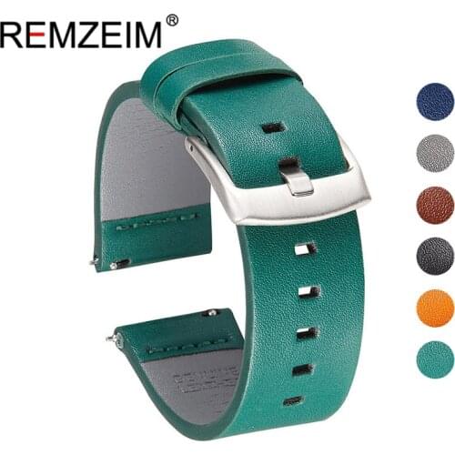 Cowhide Watch Straps Bracelet 18mm 20mm 22mm 24mm Genuine Leather Watchbands Quick Release For Gear S3 With Soild Buckle Green