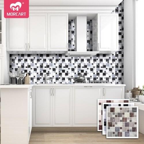 Morcart 10"X10" 12sheets 3d Kitchen Wall Tile Stickers Bathroom Tiles Gray Square Self Adhesive Backsplash Peel And Stick
