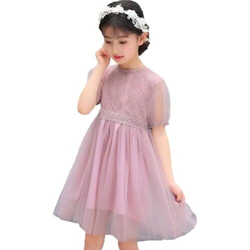 Teenage Girl Dress Mesh Princess Dress For Girl Lace Dress Kids Summer Girls Clothing 6 8 10 12 14