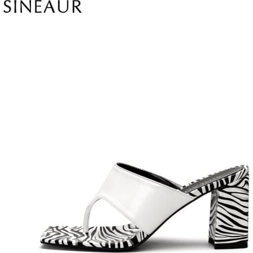 SINEAUR New Summer Shoes For Woman 2021 Sandals Fashion Slippers High Heels Slide Chunky Mules Womens flip-flops Plus Size 45