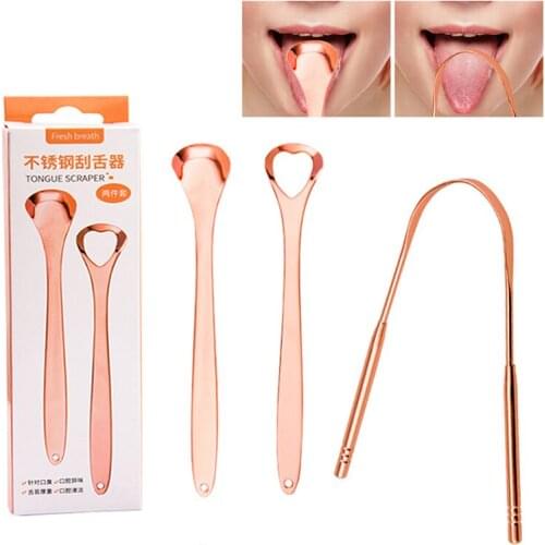 Tongue Scraper Stainless Steel Oral Tongue Cleaner Brush Fresh Breath Cleaning Coated Tongue Toothbrush Oral Hygiene Care Tools