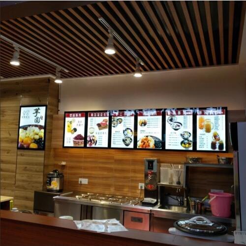 Restaurant LED Menu Poster Display Systems A2 Magnetic Aluminum Frame LEDS Illuminated Menu Boards A2 Light box