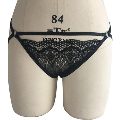 Fetish Wear Body Harness Sexy Lace Bottom Briefs Bondage Harness Women Lingerie Hollow Panties Gothic Transparent G-string