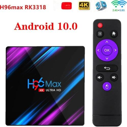 Hot Style H96 MAX RK3318 4K Smart TV Box Android 10 2G 16GB 4GB 32GB Dual Wifi BT Fast Storage Media Player TV Video Receiver