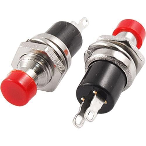 Uxcell 5 x 2 SPST OFF/(On) N/O Red Round Momentary Push Button Switch 1A 250V AC