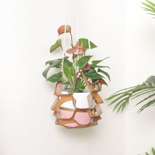 Flower Pot Hanger Tray Planter Hanging Basket with Cotton Rope Succulents Hanging Baskets Plant Pot Holder