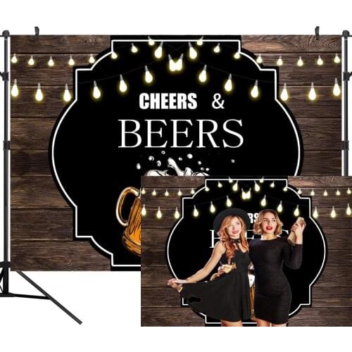 Vintage Antique Wood Plank Photography Backdrop Cheers and Beer Mug Photo Backdrop 30th 40th 50th Birthday Party Decora