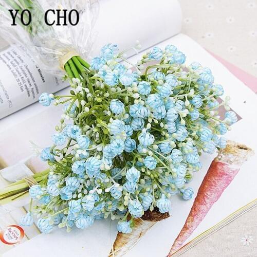 YO CHO Plastic Artificial Flower Gypsophila for Wedding Decoration Faux Flower Bouquet Babysbreath Fake Flores Home Garden Decor