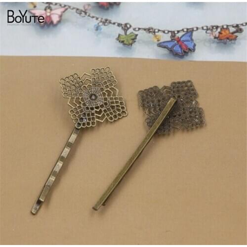 20Pcs 23MM Filigree Flower Hair Clip Antique Bronze Plated Vintage Women Barrette Hair Accessories