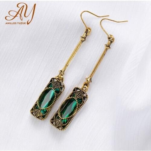 Anillos Yuzuk Vintage Silver 925 Jewelry Created Emerald Long Drop Earrings For Women Wedding Engagement Jewelry Earrings