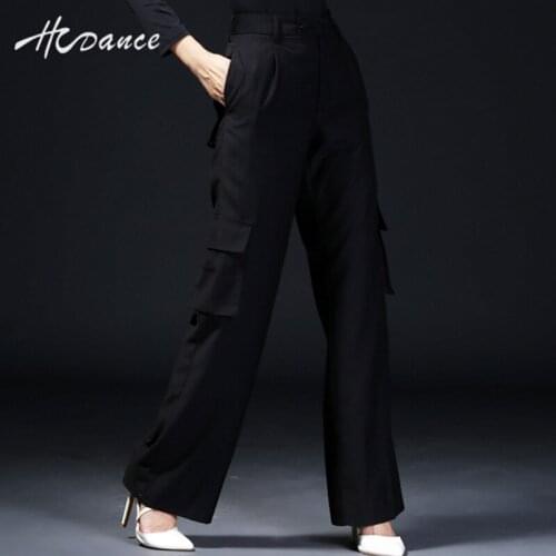 Hcdance Latin Dance Pocket Pants dance costume Women Modern Dance Long Black Trousers A235