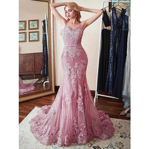 Mermaid Evening Dresses 2019 Elegant V-neck Sleeveless Sexy Formal Party Long Prom Dresses for Woman