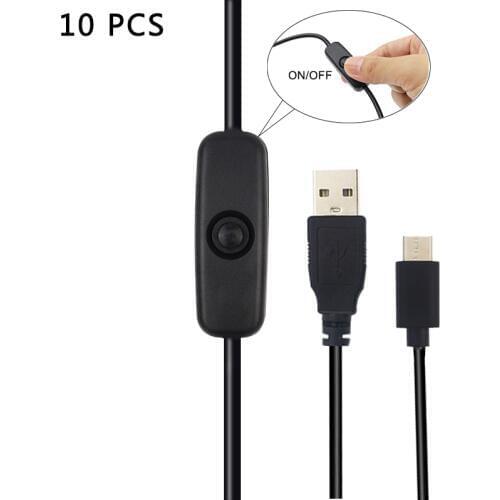 10 PCS USB TypeC Power Cable with ON OFF Switch Button USB A to USB C Charger Cable USB Cable for Raspberry Pi 4 Cellphone