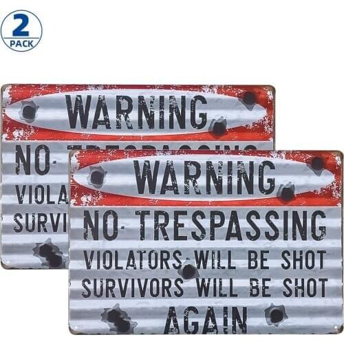 2 Pack No Trespassing Sign,Violators Will Be Shot,Weather/Fade Resistant, Easy Mounting, Indoor/Outdoor Use