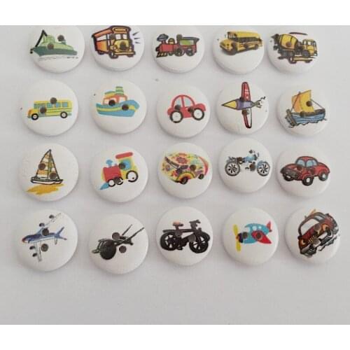 200 pc/lot Color printing vehicle car wooden buttons 15 mm,wood cartoon children clothes buttons
